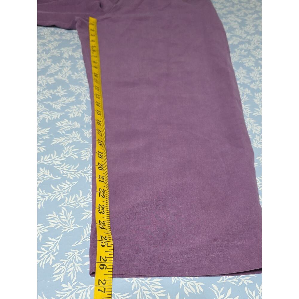 Dress Barn Women Sz 16W Purple Silk-Linen Pockets Highrise Lightweight Pants - Picture 9 of 10